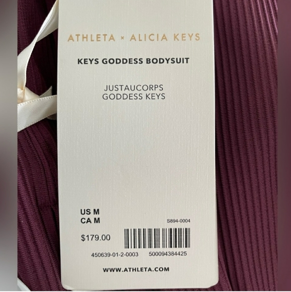 NWOT ATHLETA + ALICIA KEYS Goddess Bodysuit Maroon Sz LRG - Picture 5 of 5